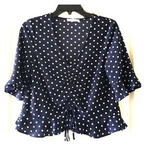 Elegant polka dot quarter sleeve blouse